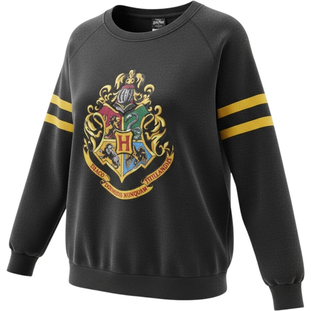 Universal‎ Studios Harry Potter Hogwarts Crest Sweatshirt Black S Varsity Strip